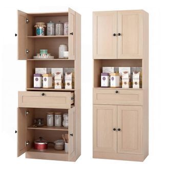 Costway Costway 171.5 CM Tall Bathroom Cabinet Freestanding Storage Cabinet in Beige