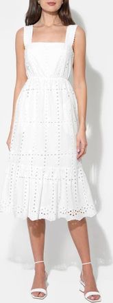 Adelyn Rae Savannah Scalloped Strap Cotton Eyelet Sundress in White at Nordstrom, Size X-Large