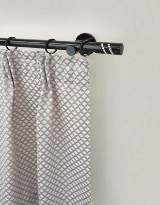 Garesa Gardinenstange »BLACK« Ø 20 mm 1 läufig-läufig Wunschmasslänge Vorhanggarnitur, verlängerbar, Endknopf mit Glitzersteinen