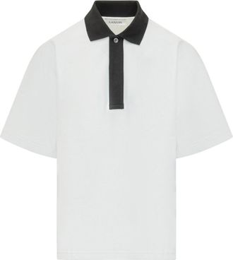 Lanvin White Solid Shirt Collar Polo