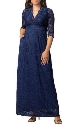 Kiyonna Maria Lace Evening Gown in Nocturnal Navy at Nordstrom, Size X-Large