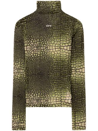 Off-white Green logo-print crocodile-effect Top