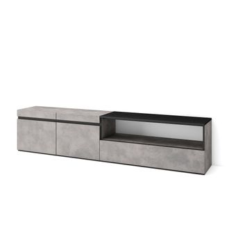 Skraut Home Skraut Home - Mueble Tv, Televisi&oacute;n, Muebles De Sal&oacute;n, Almacenaje, 200x45x35cm, Para Tv Hasta 80, Con Almacenamiento, Estilo Moderno, Gris Cemento