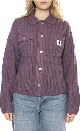Carhartt Work in Progress W Michigan Sweater Cardigan - Dames - Vesten - Paars - S - Truien & Vesten