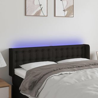 vidaXL Cabecero Con Led De Tela Negro 147x16x78/88 Cm Vidaxl