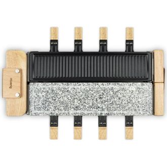H.Koenig Apparecchio per raclette 3 in 1 WOD360 Hkoenig raclette + pietra da cuocere + grill - 8 persone - Superficie di cottura 41,5 x 21,2 cm