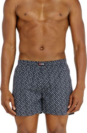 Diesel Three-pack cotton boxers solid and all-over DSL print - Boxer briefs - Man - Blue