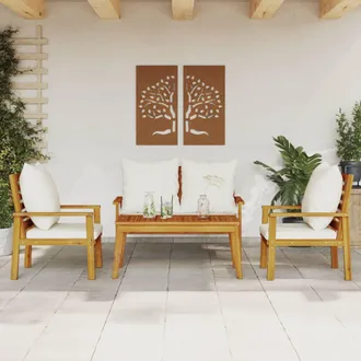 vidaXL Set De Muebles De Jard&iacute;n 4 Pzs Y Cojines Madera Maciza Acacia Vidaxl