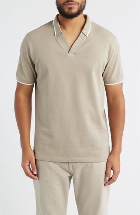 Emporio Armani Piqu&eacute; Johnny Collar Polo in Solid Dark Beige at Nordstrom, Size Xx-Large