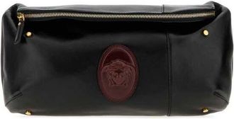 Versace Black Nappa Leather Lou Belt Bag Blackrosewood Marsupi