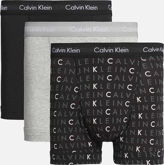 Calvin Klein Mens 3-Pack Boxer Trunks, Black / Grey Heather / Subdued Logo - Size: 35/34/32