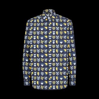 Fendi Mens Crest-Print Wovem Shirt, Size Medium