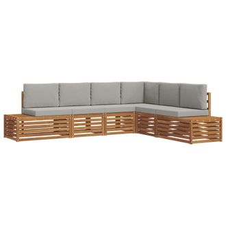 vidaXL Conjunto De Sof&aacute;s De Exterior Con Coj&iacute;n Gris Natural Y Claro Vidaxl