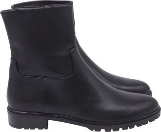 Stuart Weitzman City Zip Ankle Boots in Black Leather