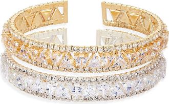 Tasha Set of 2 Crystal Cuff Bracelets in Gold/Silver at Nordstrom Rack