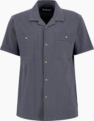 Barbour Mens Barbour Riddell Crinkle Crepe Short Sleeve Shirt - Grey - Size: 38/Regular