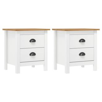 Berkfield Home Bedside Cabinet Hill 2 pcs White 46x35x49.5 cm Solid Pine Wood
