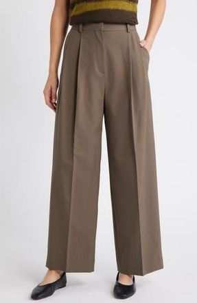 COS Pleat Front Twill Wide Leg Pants in Mole Medium Dusty Mole at Nordstrom Rack, Size 8