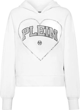 Philipp Plein Hooded Sweatshirt Heart - Dames - Hoodies - Wit - S - Katoen - Hoodies & sweatvesten