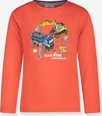 Salt And Pepper Langarmshirt Baustellen-Stickerei Jungen SALT AND PEPPER rotbraun