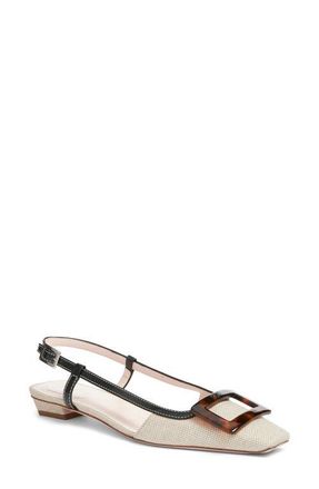 Roger Vivier Belle Vivier Slingback Ballerina Slingback Flat in Daino/Nero at Nordstrom, Size 5Us