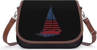 Generic Sail Boat U.S. Flag Fashion Womens Crossbody Bags Novelty Handbag Shoulder Bag Purse