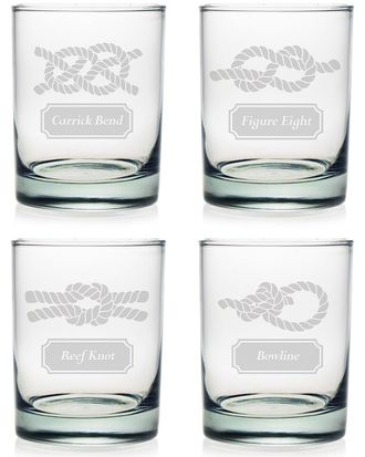 SUSQUEHANNA GLASS Nautical Knots Set Of 4 Rocks Glasses
