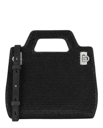 Ferragamo Womens Wanda Mini Stain And Strass Top-Handle Bag In Black
