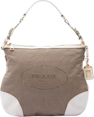 Prada Pre-owned Canvas prada-bags - Dames - Vintage Schoudertas - Beige - ONE Size - Vintage