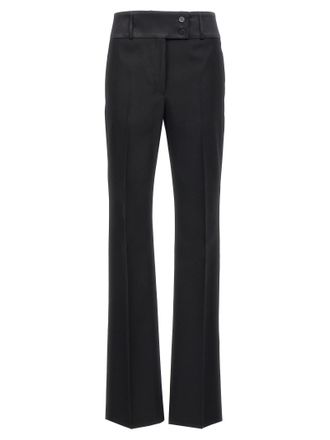 パンツ FERRAGAMO SS25 Stretched pleated trousers (780902 NERO) Salvatore Ferragamo Double-pleated Hemless Palazzo Pants