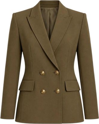 Nenette Dubbelrijige Blazer - Dames - Blazers - Groen - M - Leer - Jassen