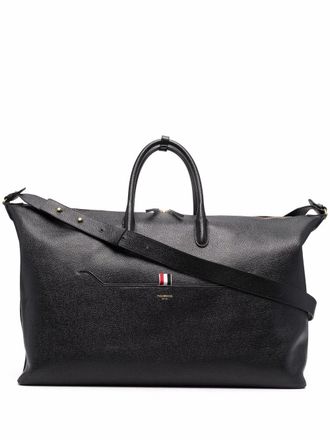 Thom Browne RWB stripe leather holdall - unisex - Calf Leather/Polyester - One Size - Black