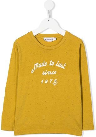 BONPOINT slogan-print long-sleeve T-shirt - kids - Viscose/Cotton/Polyester - 12 - Yellow