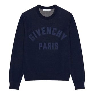 Givenchy Truien & Vesten, Heren, Blauw, L, Trui met ronde hals en Ottomaans detail