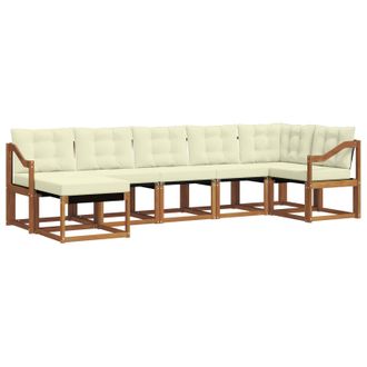 vidaXL Conjunto De Sof&aacute;s De Exterior Con Coj&iacute;n 7 Pcs Natural Y Crema Vidaxl