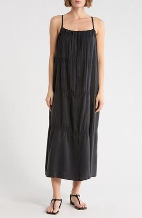 Eileen Fisher Smocked Cami Maxi Dress in Black at Nordstrom Rack, Size X-Large
