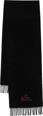 Vivienne Westwood Accessoires, Dames, Zwart, ONE Size, Wol, Sjaal met geborduurd logo