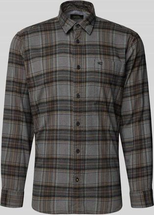 Camel Active Regular Fit Freizeithemd aus Flanell mit Label-Stitching in Dunkelbraun, Größe 3XL