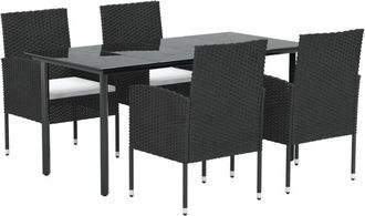 vidaXL Set De Muebles Jard&iacute;n 5 Pzas Con Cojines Rat&aacute;n Sint&eacute;tico Negro Vidaxl