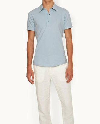 Orlebar Brown Sebastian Tailored Cotton Polo Shirt In Ice Blue