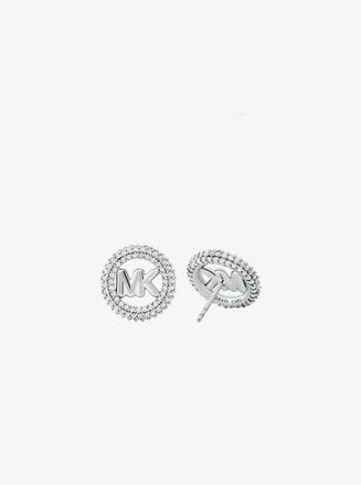 Michael Kors Small Pav&eacute; Logo Charm Two-Tone Stud Earrings