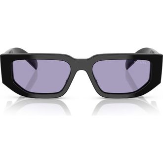 Prada 56mm Rectangular Sunglasses in Black /Violet at Nordstrom