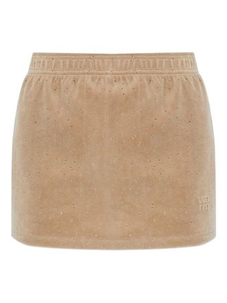 Alexander Wang rhinestone-embellished embossed-logo mini skirt - Neutrals