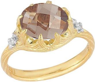 I.Reiss Company 14K 3.55 Ct. Tw. Diamond & Smokey Topaz Cocktail Ring