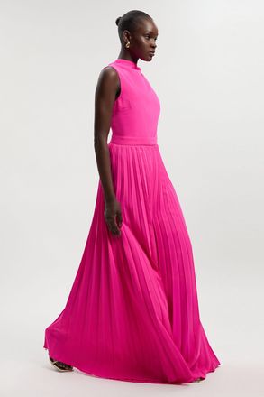 Karen Millen Womens Soft Tailored Halter Neck Pleated Jumpsuit - Pink - Size 14 UK