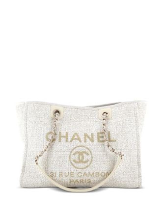 Chanel Deauville Raffia with Glitter Detail Small tote bag - women - Raffia/COTTON/ STRAW - One Size - Neutrals