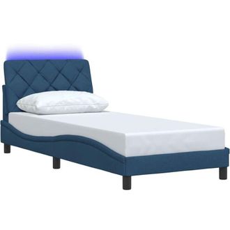 vidaXL Estructura De Cama Con Led Sin Colch&oacute;n Tela Azul 80x200 Cm Vidaxl