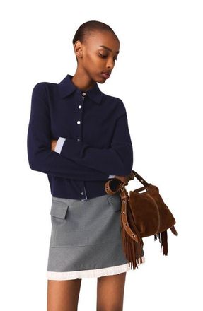 Maje A-line poplin skirt with band in Grey at Nordstrom, Size 36 Eu