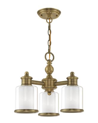 Livex Lighting Livex Middlebush 3 Light Antique Brass Convertible Mini Chandelier/Ceiling Mount