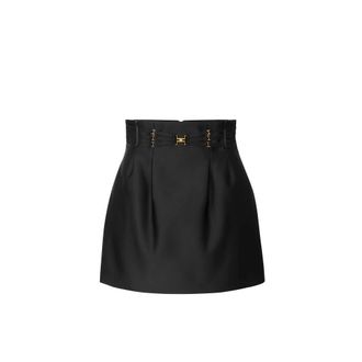 Elisabetta Franchi Short Skirts, female, Black, Size: L Mini Skirt in Duchess Satin